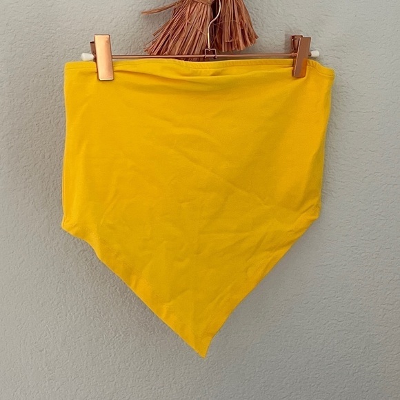 Nasty Gal Yellow Strapless Bandana Bralette Crop Top Shirt Festival Y2K Boho - Picture 1 of 4